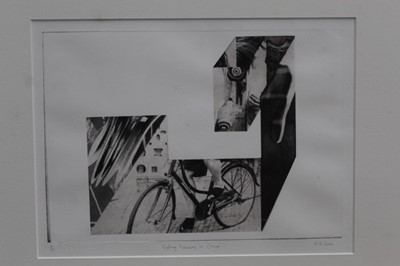 Lot 62 - Ron Sims (1944-2014) signed limited edition etching - Cycling WeiWei in China, 1/25, 23.5cm x 32cm in glazed frame
