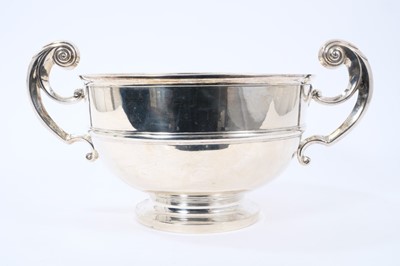 Lot 425 - Fine quality Edwardian punch bowl, with central ribbed band and twin scroll handles
