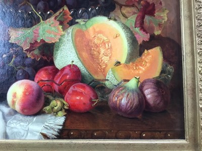 Lot 1146 - Eloise Harriet Stannard (1829-1915) oil on canvas, still life of melons and grapes
