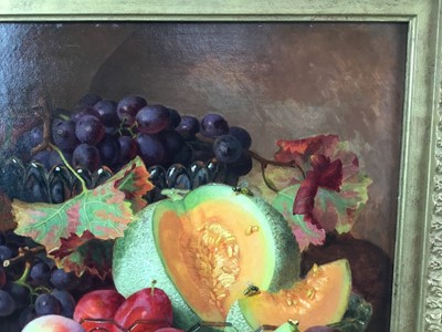 Lot 1146 - Eloise Harriet Stannard (1829-1915) oil on canvas, still life of melons and grapes