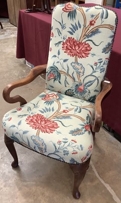 Lot 915 - Queen Anne style walnut open armchair