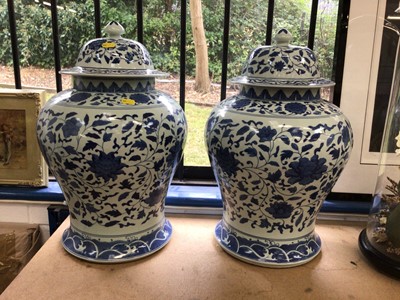 Lot 24 - Pair of Chinese blue and white baluster vases