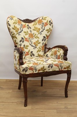 Lot 1018 - 18th century style Continental mahogany open armchair