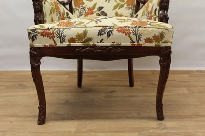 Lot 1018 - 18th century style Continental mahogany open armchair