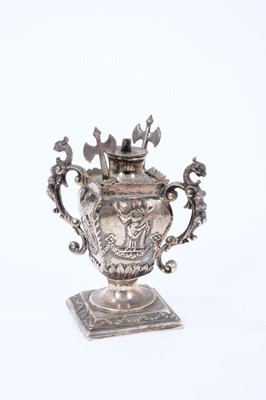 Lot 429 - Late Victorian silver table cigar lighter, in the form of a classical urn