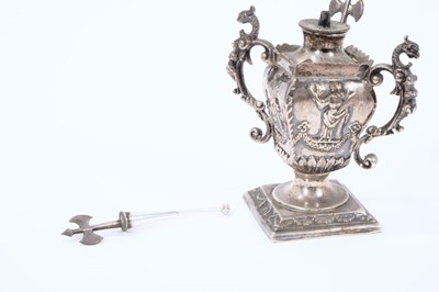 Lot 429 - Late Victorian silver table cigar lighter, in the form of a classical urn