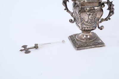 Lot 429 - Late Victorian silver table cigar lighter, in the form of a classical urn