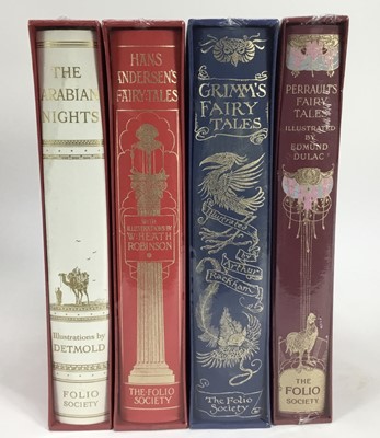 Lot 2008 - Four Folio Society Volumes sealed in original plastic wrapping, including The Arabian Nights, Hans Andersen's Fairy Tales, Grimm's Fairy Tlaes and Perrault's Fairy Tales
