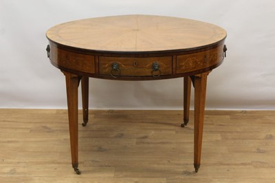 Lot 1534 - George III and later satinwood and inlaid drum table