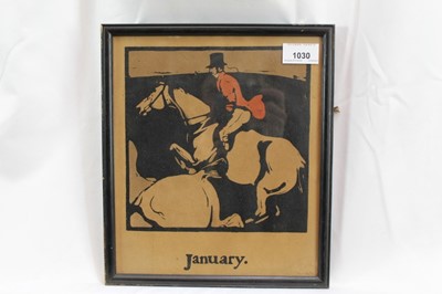 Lot 1030 - Sir William Nicholson (1872-1949) nine coloured lithographs - Sports as Months of the Year, January - September, 26cm x 22cm, in glazed frames