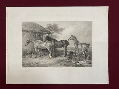 Lot 1029 - 19th century engraving by George Zobel after Sir Edwin Landseer - Hunters at Grass, published by Fishel, Adler & Co., 50cm x 66cm, unframed