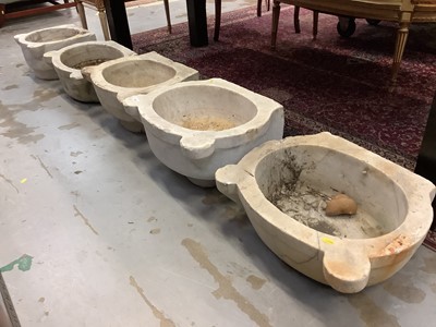 Lot 1538 - Five antique carved marble sinks