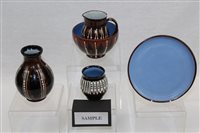Lot 1102 - Eight pieces of Welsh Llangollen pottery - to...