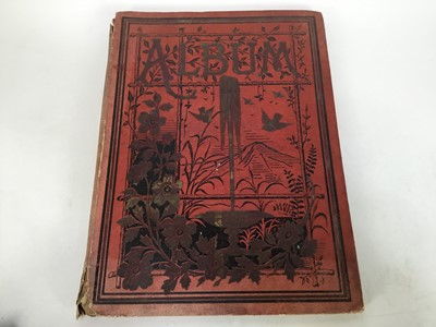 Lot 2014 - Quantity of ephemera, including an album of antique and later prints, an album of crests, a Victorian photograph album, and an authograph album