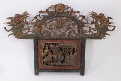 Lot 898 - 19th century Chinese carved and mirrored panel