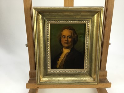 Lot 2017 - Jenny Simpson (1931-2020), Georgian-style glass pictures, framed and glazed - four portraits