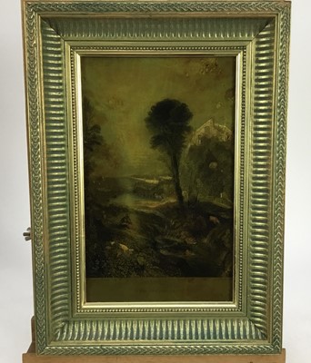 Lot 2018 - Jenny Simpson (1931-2020), Georgian-style glass pictures, framed and glazed - five classical landscapes