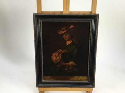 Lot 35 - Jenny Simpson (1931-2020), Georgian-style glass pictures, framed and glazed - five portraits