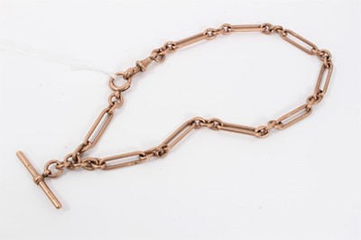 Lot 586 - Edwardian 9ct rose gold fetter link watch chain