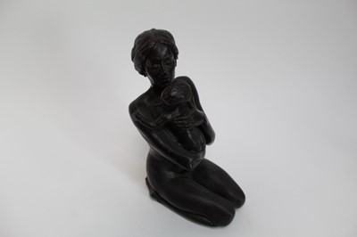 Lot 1913 - Tom Greenshields (1915-1994) limited edition bronzed resin figure, Kneeling Mother, signed, 30cm high