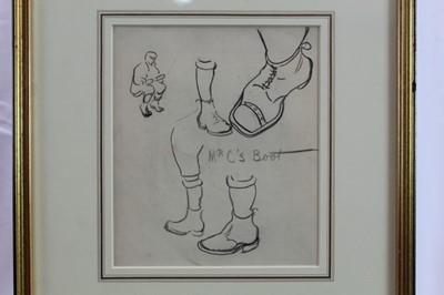Lot 1911 - Early 20th , English School, pencil sketches - 'Mr C's Boot', sketches verso, 20cm x 17cm, in glazed gilt frame