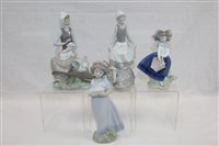 Lot 1109 - Four Lladro figures - to include girl with...