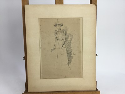 Lot 200 - After James McNeil Whistler (1834-1903) lithograph - Gants de Suede, signed in the stone with butterfly, together with etching after Rembrandt, self portrait. (2)