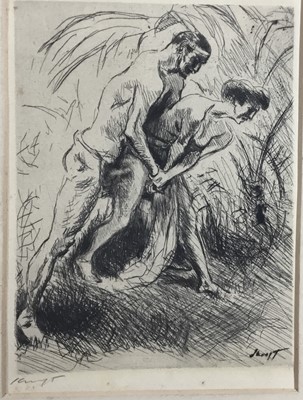 Lot 201 - Max Slevogt (1868-1932) etching - Two figures, signed 15 x 11cm