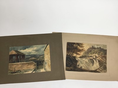 Lot 206 - E L Percival, early 20th century watercolour of a lock, signed and dated 1904, 40 x 22cm, together with a group of unframed 19th century watercolours