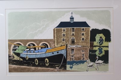 Lot 136 - Penny Berry Paterson (1941-2021) signed limited edition colour linocut - Custom House Peterborough, 19/22, 51cm x 82cm in glazed frame