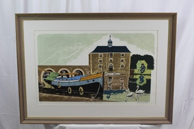 Lot 85 - Penny Berry Paterson (1941-2021) signed limited edition colour linocut - Custom House Peterborough, 19/22, 51cm x 82cm in glazed frame
