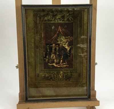 Lot 2026 - Jenny Simpson (1931-2020), Georgian-style glass pictures, framed and glazed - five military themed pictures