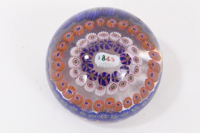 Lot 903 - Early 20th century Baccarat glass paperweight dated 1849