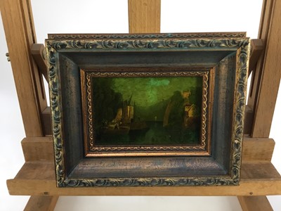 Lot 2028 - Jenny Simpson (1931-2020), Georgian-style glass pictures, framed and glazed - eight mixed pictures  including landscapes