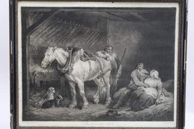 Lot 1340 - Late 18th century mezzotint by W. Ward after George Morland - The Country Stable, published 1792 by Orme, 50cm x 63cm, in glazed frame