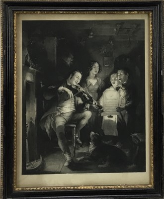 Lot 178 - 19th century mezzotint after W. Kidd - The Music Makers, published by Tilt 1835, in glazed frame