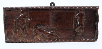 Lot 906 - Highly unusual 17th / 18th century carved exotic hardwood panel, probably Colonial