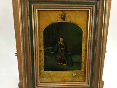 Lot 2032 - Jenny Simpson (1931-2020), Georgian-style glass pictures, framed and glazed - five pictures of 19th century actors