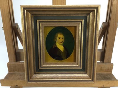 Lot 2035 - Jenny Simpson (1931-2020), Georgian-style glass pictures, framed and glazed - thirteen portraits
