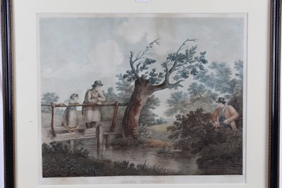 Lot 1341 - Early 19th century stipple engraving printed in colours by Thomas Williamson after George Morland - Summer Amusement, published 1812, 49cm x 59cm, in glazed frame