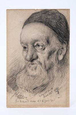 Lot 1355 - Henry Jones Thaddeus (1859-1929) pencil, a rare portrait of palaeontologist Sir Richard Owen