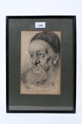 Lot 1355 - Henry Jones Thaddeus (1859-1929) pencil, a rare portrait of palaeontologist Sir Richard Owen