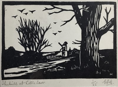 Lot 207 - Woodblock print- The Mill at Little Laver, Essex no. 1 of 25, in glazed frame