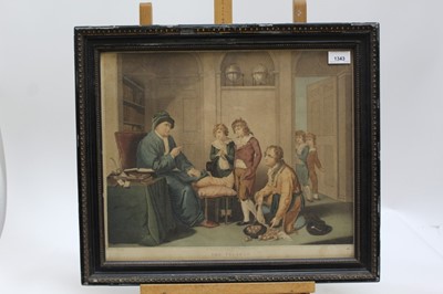 Lot 1343 - Early 19th century coloured stipple engraving by W. Ward after W. Bigg - The Truants, published 1801, 37cm x 44cm, in glazed frame