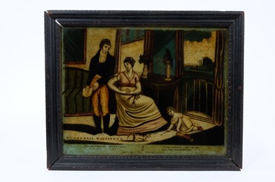 Lot 905 - 19th century reverse print on glass, titled 'Connubial Happiness' in ebonised frame, 23 x 28cm