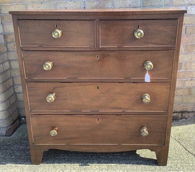 Lot 1549 - Regency mahogany chest, with four long drawers on bracket feet