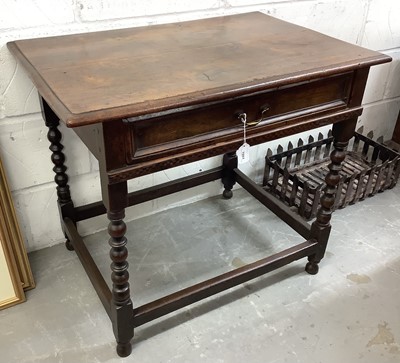 Lot 1551 - 17th century fruitwood single drawer side table