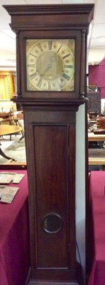 Lot 681 - Early 18th century oak longcase, with unsigned silvered dial