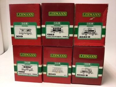 Lot 2299 - LGB by Lehmann g Gauge selectio of Railway Stock boxed No.s 4040E, 1983, 3019, 1982, 4040B & 3040 (6)