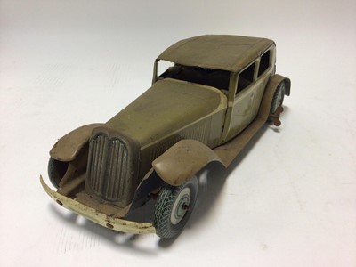 Lot 2305 - Tinplate military car, Triang Minic models & lead animals